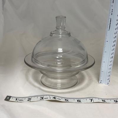 -58- Clear Glass | Frosted Flower Detail | Covered Butter Dish