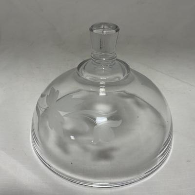 -58- Clear Glass | Frosted Flower Detail | Covered Butter Dish