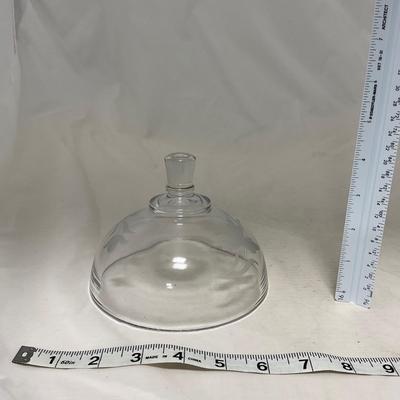 -58- Clear Glass | Frosted Flower Detail | Covered Butter Dish