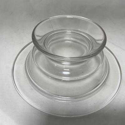 -58- Clear Glass | Frosted Flower Detail | Covered Butter Dish