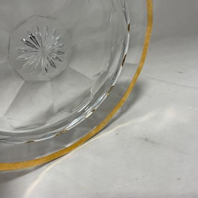 -60- Clear Green & Gold | Butter Dish | Lidded Jar | Creamer & Sugar