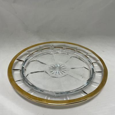 -60- Clear Green & Gold | Butter Dish | Lidded Jar | Creamer & Sugar