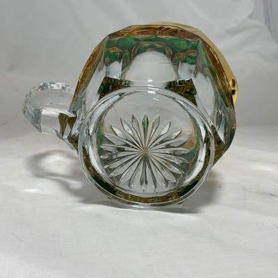 -60- Clear Green & Gold | Butter Dish | Lidded Jar | Creamer & Sugar