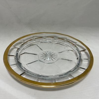 -60- Clear Green & Gold | Butter Dish | Lidded Jar | Creamer & Sugar