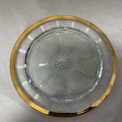 -60- Clear Green & Gold | Butter Dish | Lidded Jar | Creamer & Sugar