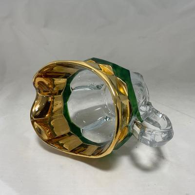 -60- Clear Green & Gold | Butter Dish | Lidded Jar | Creamer & Sugar