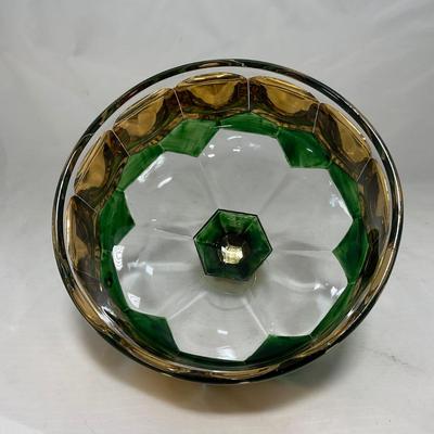 -60- Clear Green & Gold | Butter Dish | Lidded Jar | Creamer & Sugar