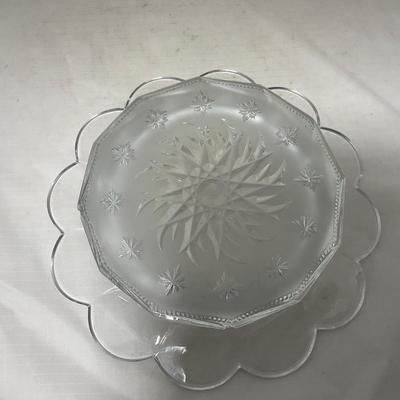 -61- Heavy Clear Glass | Frosted | Cut Glass | Covered butter Dish