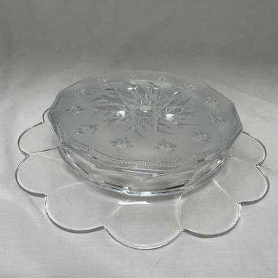 -61- Heavy Clear Glass | Frosted | Cut Glass | Covered butter Dish