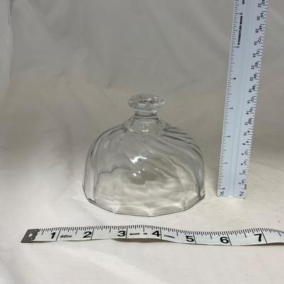 -61- Heavy Clear Glass | Frosted | Cut Glass | Covered butter Dish