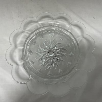 -61- Heavy Clear Glass | Frosted | Cut Glass | Covered butter Dish