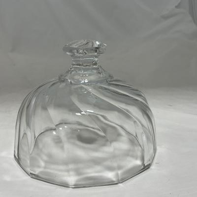 -61- Heavy Clear Glass | Frosted | Cut Glass | Covered butter Dish