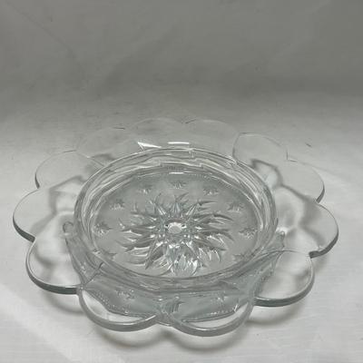 -61- Heavy Clear Glass | Frosted | Cut Glass | Covered butter Dish