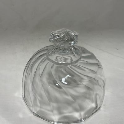 -61- Heavy Clear Glass | Frosted | Cut Glass | Covered butter Dish