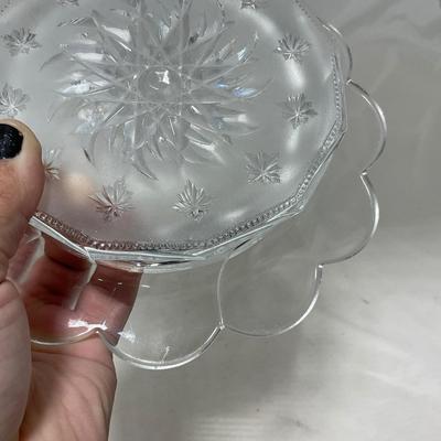 -61- Heavy Clear Glass | Frosted | Cut Glass | Covered butter Dish