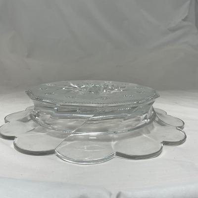 -61- Heavy Clear Glass | Frosted | Cut Glass | Covered butter Dish