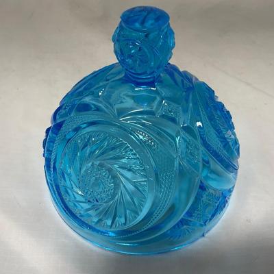 -62- Blue | Cut Glass | Covered Butter Dish
