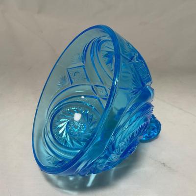 -62- Blue | Cut Glass | Covered Butter Dish