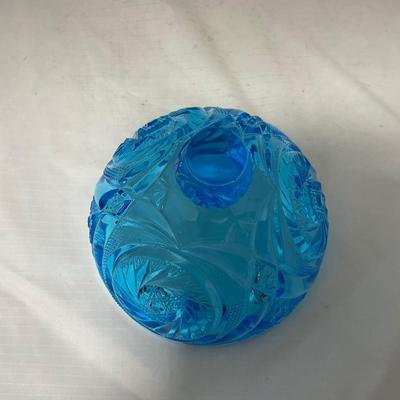 -62- Blue | Cut Glass | Covered Butter Dish