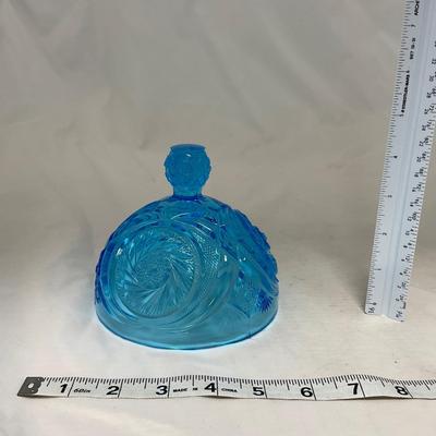 -62- Blue | Cut Glass | Covered Butter Dish