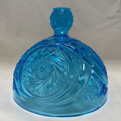 -62- Blue | Cut Glass | Covered Butter Dish