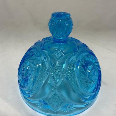 -62- Blue | Cut Glass | Covered Butter Dish