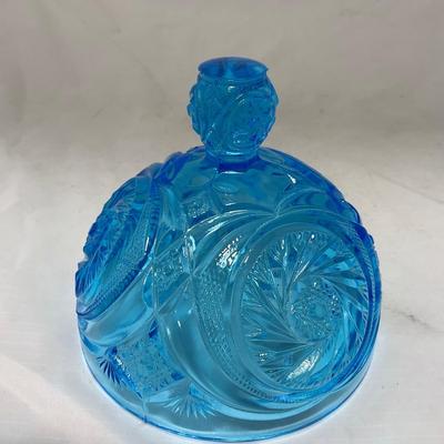 -62- Blue | Cut Glass | Covered Butter Dish