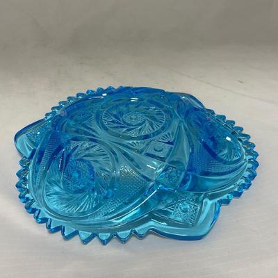 -62- Blue | Cut Glass | Covered Butter Dish