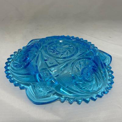 -62- Blue | Cut Glass | Covered Butter Dish