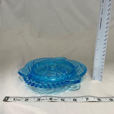 -62- Blue | Cut Glass | Covered Butter Dish