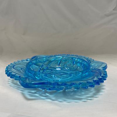 -62- Blue | Cut Glass | Covered Butter Dish
