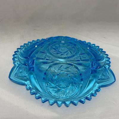-62- Blue | Cut Glass | Covered Butter Dish