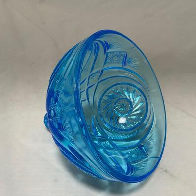 -62- Blue | Cut Glass | Covered Butter Dish