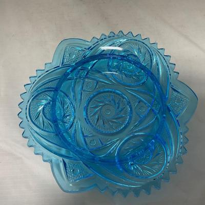 -62- Blue | Cut Glass | Covered Butter Dish