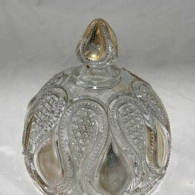 -63- Clear & Gold Glass | Covered Butter Dish | Lidded Jar | Jar