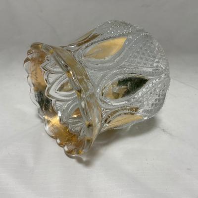 -63- Clear & Gold Glass | Covered Butter Dish | Lidded Jar | Jar