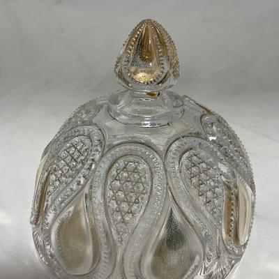 -63- Clear & Gold Glass | Covered Butter Dish | Lidded Jar | Jar