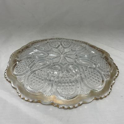 -63- Clear & Gold Glass | Covered Butter Dish | Lidded Jar | Jar