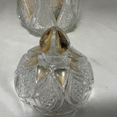 -63- Clear & Gold Glass | Covered Butter Dish | Lidded Jar | Jar