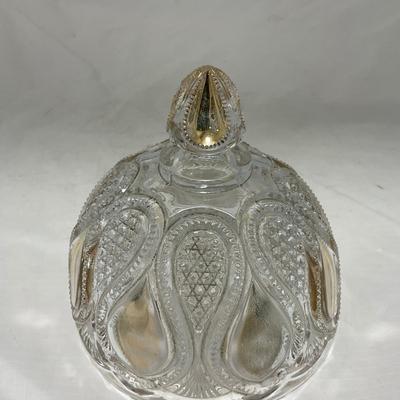 -63- Clear & Gold Glass | Covered Butter Dish | Lidded Jar | Jar