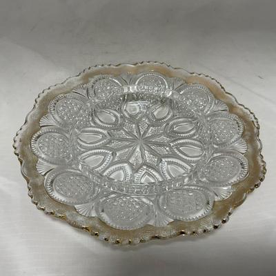 -63- Clear & Gold Glass | Covered Butter Dish | Lidded Jar | Jar