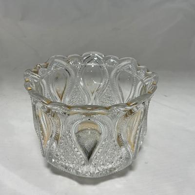 -63- Clear & Gold Glass | Covered Butter Dish | Lidded Jar | Jar