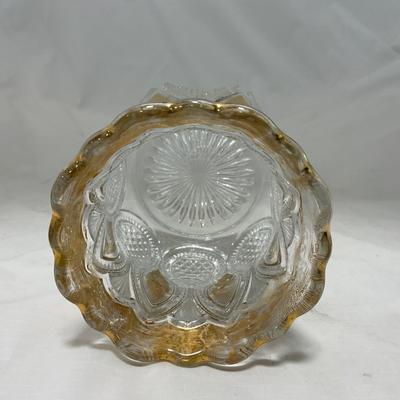 -63- Clear & Gold Glass | Covered Butter Dish | Lidded Jar | Jar