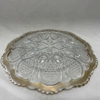 -63- Clear & Gold Glass | Covered Butter Dish | Lidded Jar | Jar