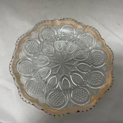 -63- Clear & Gold Glass | Covered Butter Dish | Lidded Jar | Jar