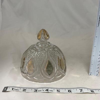-63- Clear & Gold Glass | Covered Butter Dish | Lidded Jar | Jar