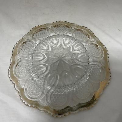 -63- Clear & Gold Glass | Covered Butter Dish | Lidded Jar | Jar