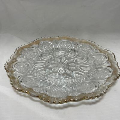 -63- Clear & Gold Glass | Covered Butter Dish | Lidded Jar | Jar