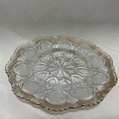 -63- Clear & Gold Glass | Covered Butter Dish | Lidded Jar | Jar