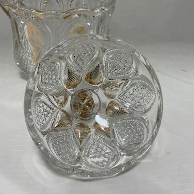 -63- Clear & Gold Glass | Covered Butter Dish | Lidded Jar | Jar